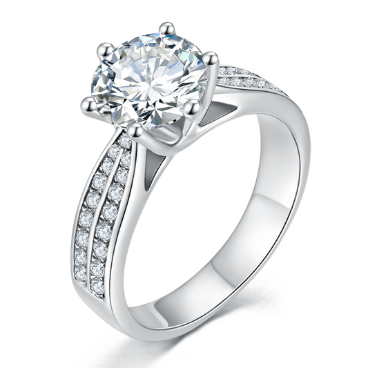 [TW] [NEW ARRIVAL][#Link 03] 2 Carat Six Claws Double Moissanite Band S925 Sterling Silver Moissanite Ring