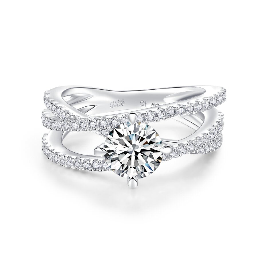 [TW] [#Link 33]  0.5&1 Carat Triple Band S925 Sterling Silver Moissanite Ring