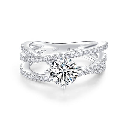 [TW] [#Link 33]  0.5&1 Carat Triple Band S925 Sterling Silver Moissanite Ring