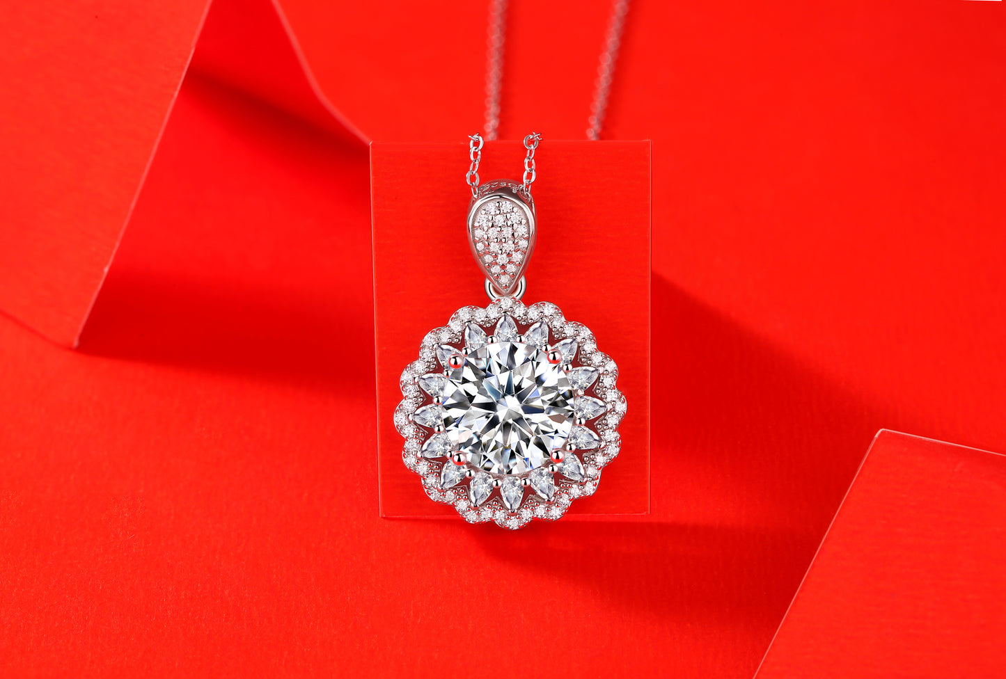 [TW] [#Link 53] 5 Carat Round Shape S925 Sterling Silver Mossanite Necklace