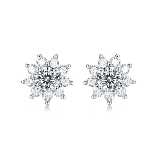 [TW] [#Link 59] Sunflower Shape 0.5 Carat S925 Sterling Silver Moissanite Earring