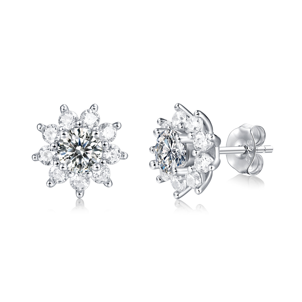 [TW] [#Link 59] Sunflower Shape 0.5 Carat S925 Sterling Silver Moissanite Earring