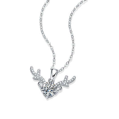 [TW] [#Link 62] Fly Heart Shape 1 Carat S925 Sterling Silver Mossanite Necklace