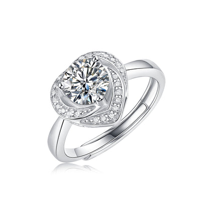 [TW] [NEW ARRIVAL][#Link 16] 1 Carat Spin heart shape 925 Sterling Silver Moissanite Ring