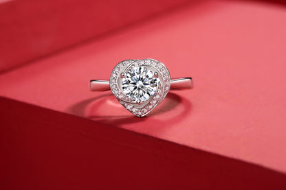 [TW] [NEW ARRIVAL][#Link 16] 1 Carat Spin heart shape 925 Sterling Silver Moissanite Ring