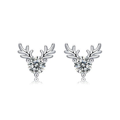 [TW] [#Link 73] Deer Shape 0.3 Carat S925 Sterling Silver Moissanite Earring