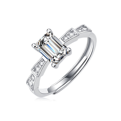 [TW] [NEW ARRIVAL][#Link 14] 1 Carat Emerald Cut  925 Sterling Silver Moissanite Ring