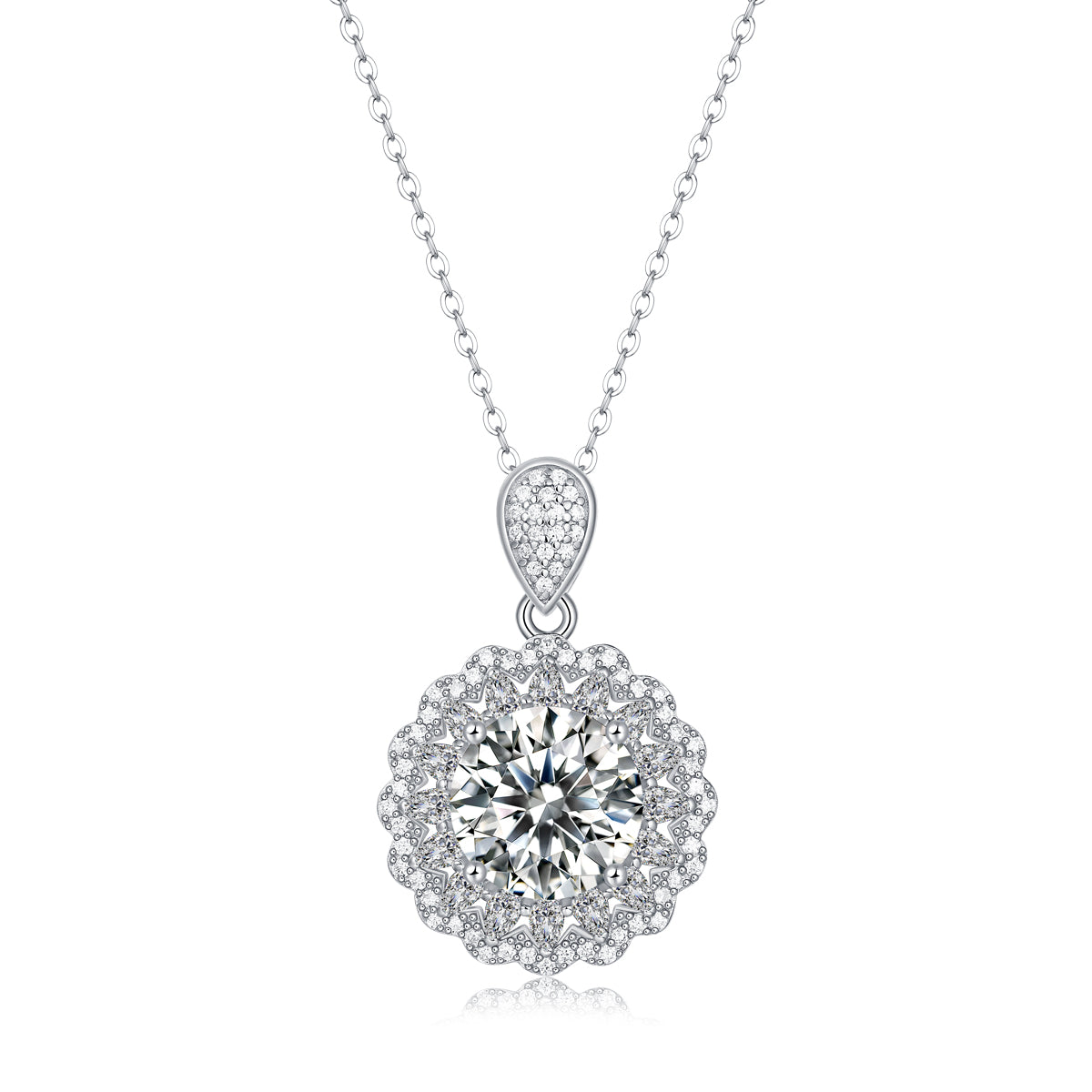 [TW] [#Link 53] 5 Carat Round Shape S925 Sterling Silver Mossanite Necklace