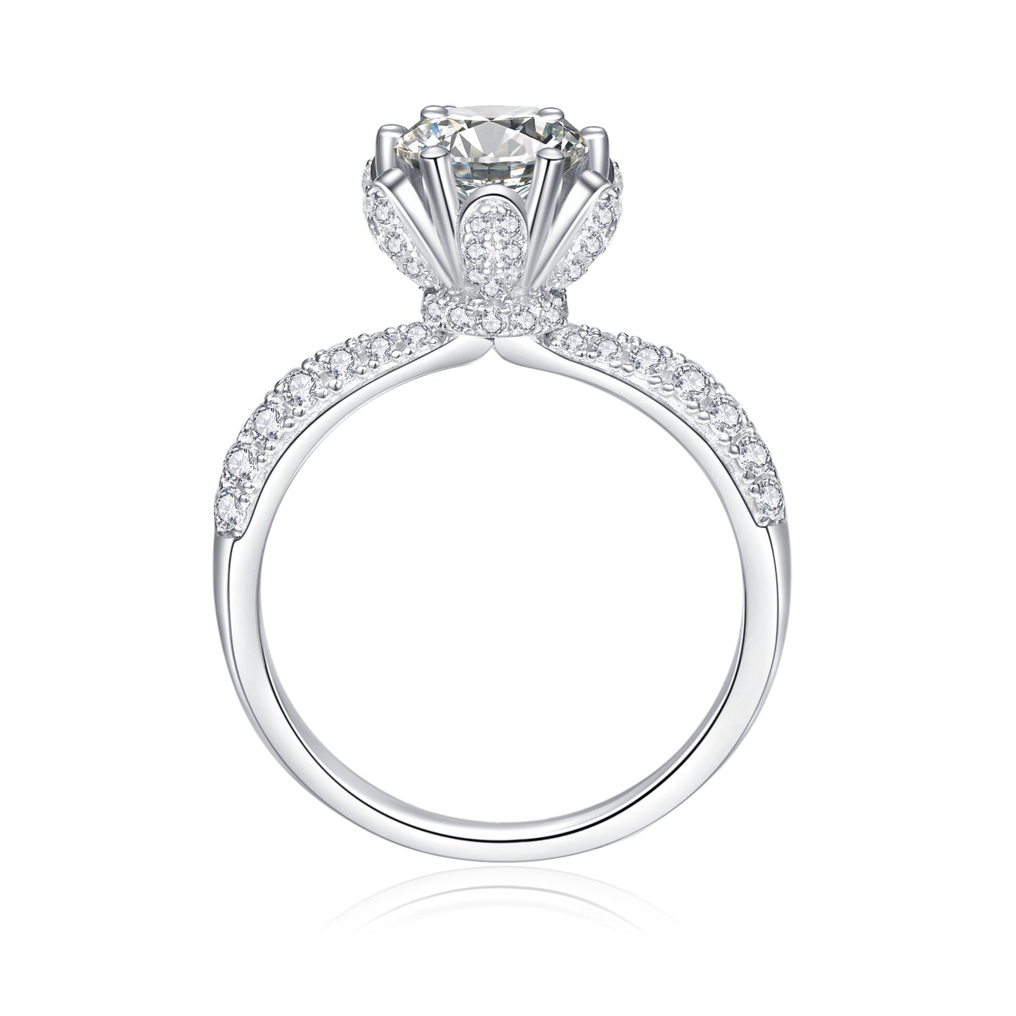 [TW] [NEW ARRIVAL][#Link 10] 2 Carat Queen Style Double Moissanite Band 925 Sterling Silver Moissanite Ring