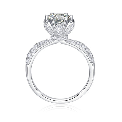 [TW] [NEW ARRIVAL][#Link 10] 2 Carat Queen Style Double Moissanite Band 925 Sterling Silver Moissanite Ring