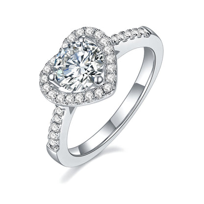 [TW] [NEW ARRIVAL][#Link 11] 1 Carat Heart Shape Double Moissanite Band 925 Sterling Silver Moissanite Ring