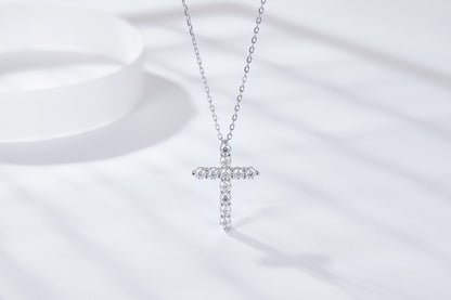 [TW] [#Link 75] Cross Shape S925 Sterling Silver Mossanite Necklace