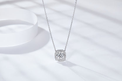 [TW] [#Link 64] 1 Carat  Round Shape S925 Sterling Silver Mossanite Necklace