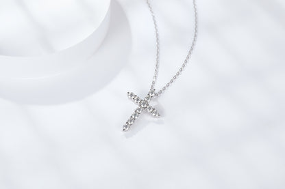 [TW] [#Link 75] Cross Shape S925 Sterling Silver Mossanite Necklace