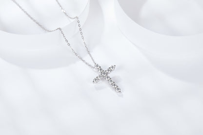 [TW] [#Link 75] Cross Shape S925 Sterling Silver Mossanite Necklace