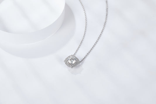 [TW] [#Link 64] 1 Carat  Round Shape S925 Sterling Silver Mossanite Necklace