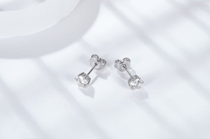 [TW] [#Link 63] 2 Carat Classic Six Claws Round Shape S925 Sterling Silver Mossanite Earrings