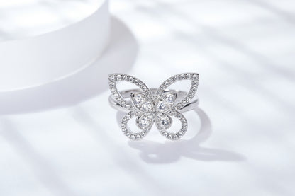 [TW] [#Link 39] S925 Sterling Silver Butterfly Shape Moissanite Ring