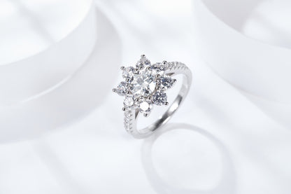 [TW] [#Link 31] 0.5 & 1 Carat S925 Sterling Silver Sunflower Shape Moissanite Ring