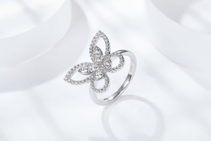 [TW] [#Link 39] S925 Sterling Silver Butterfly Shape Moissanite Ring