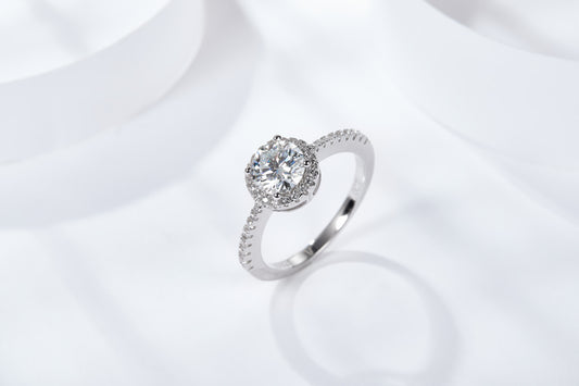 [TW] [#Link 05] Round Shape 2&3 Carats S925 Sterling Silver Moissanite Ring