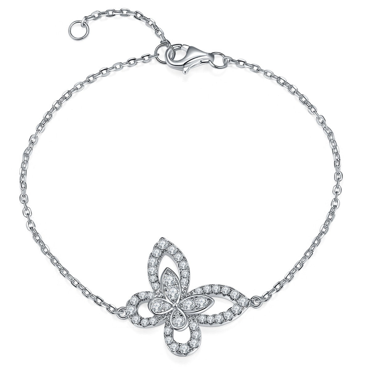 [TW] [#Link 55] Butterfly Shape S925 Sterling Silver Moissanite 16+2cm Bracelet