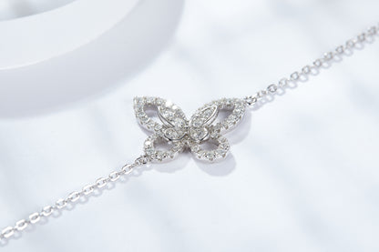 [TW] [#Link 55] Butterfly Shape S925 Sterling Silver Moissanite 16+2cm Bracelet