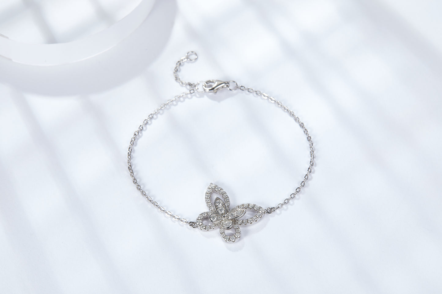 [TW] [#Link 55] Butterfly Shape S925 Sterling Silver Moissanite 16+2cm Bracelet