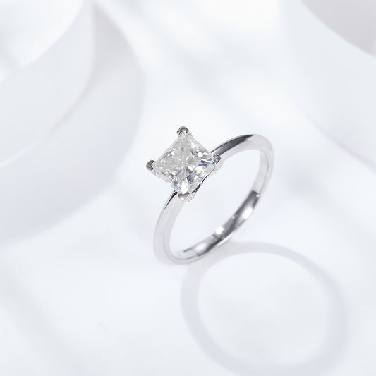 [TW] [#Link 40] 1.2 Carat S925 Sterling Silver Four Claws Square Shape Moissanite Ring