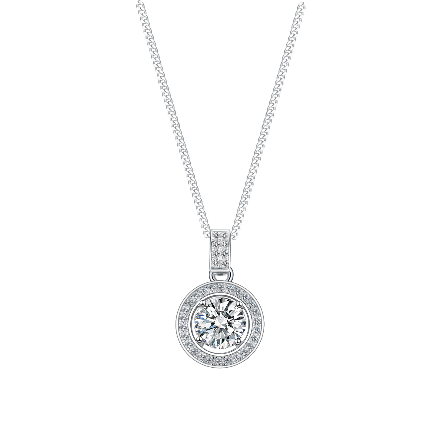 [TW] [#Link 66] 1 Carat Round Shape S925 Sterling Silver Moissanite Necklace