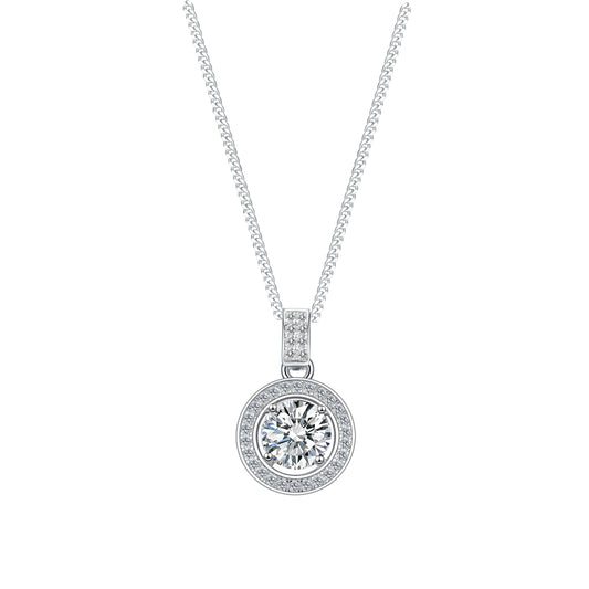 [TW] [#Link 66] 1 Carat Round Shape S925 Sterling Silver Moissanite Necklace