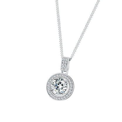 [TW] [#Link 66] 1 Carat Round Shape S925 Sterling Silver Moissanite Necklace