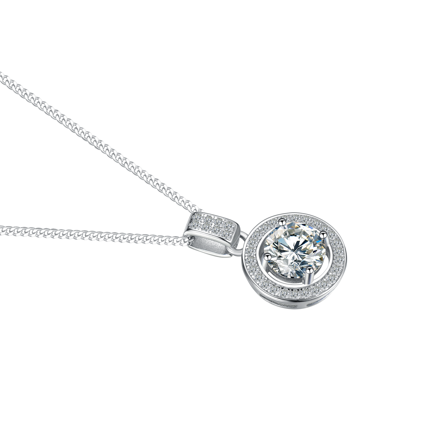 [TW] [#Link 66] 1 Carat Round Shape S925 Sterling Silver Moissanite Necklace