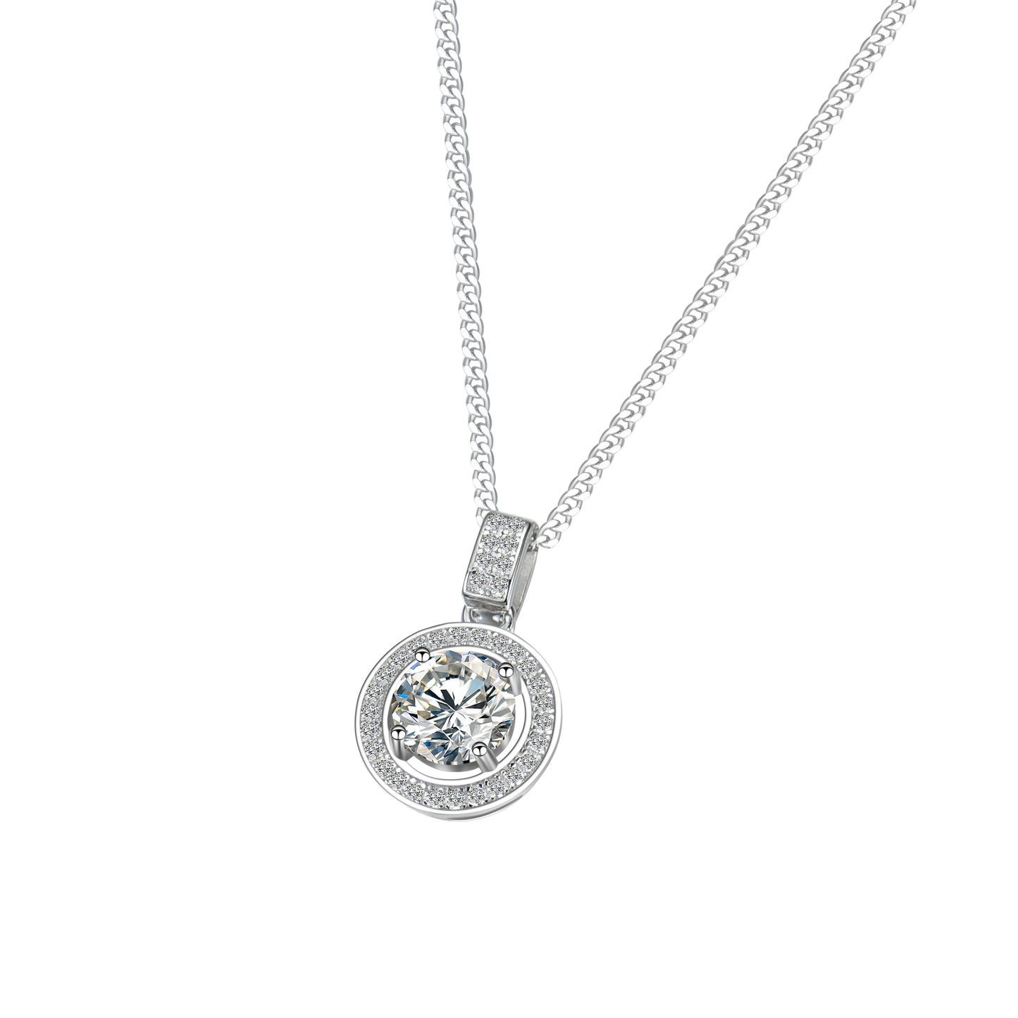 [TW] [#Link 66] 1 Carat Round Shape S925 Sterling Silver Moissanite Necklace