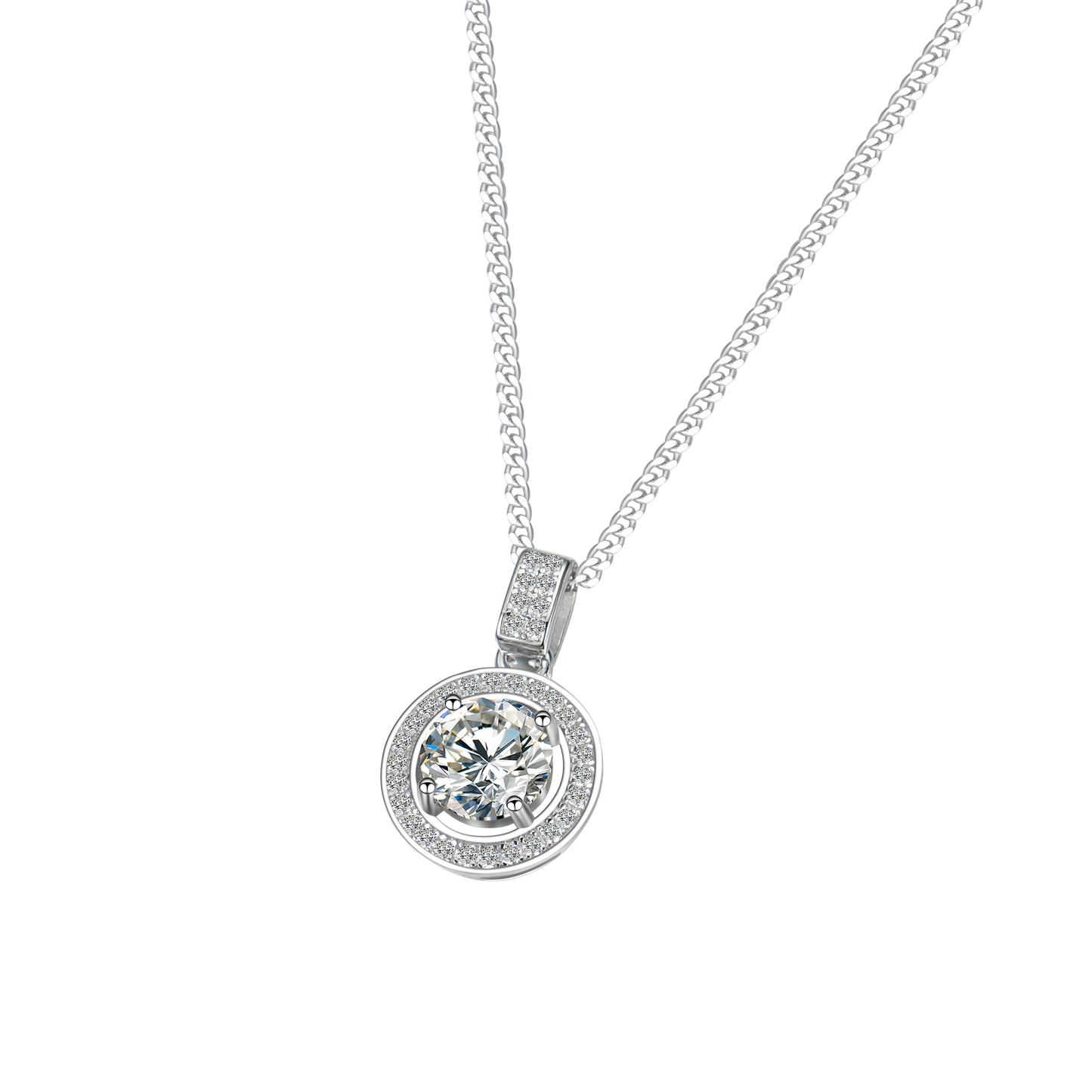 [TW] [#Link 66] 1 Carat Round Shape S925 Sterling Silver Moissanite Necklace