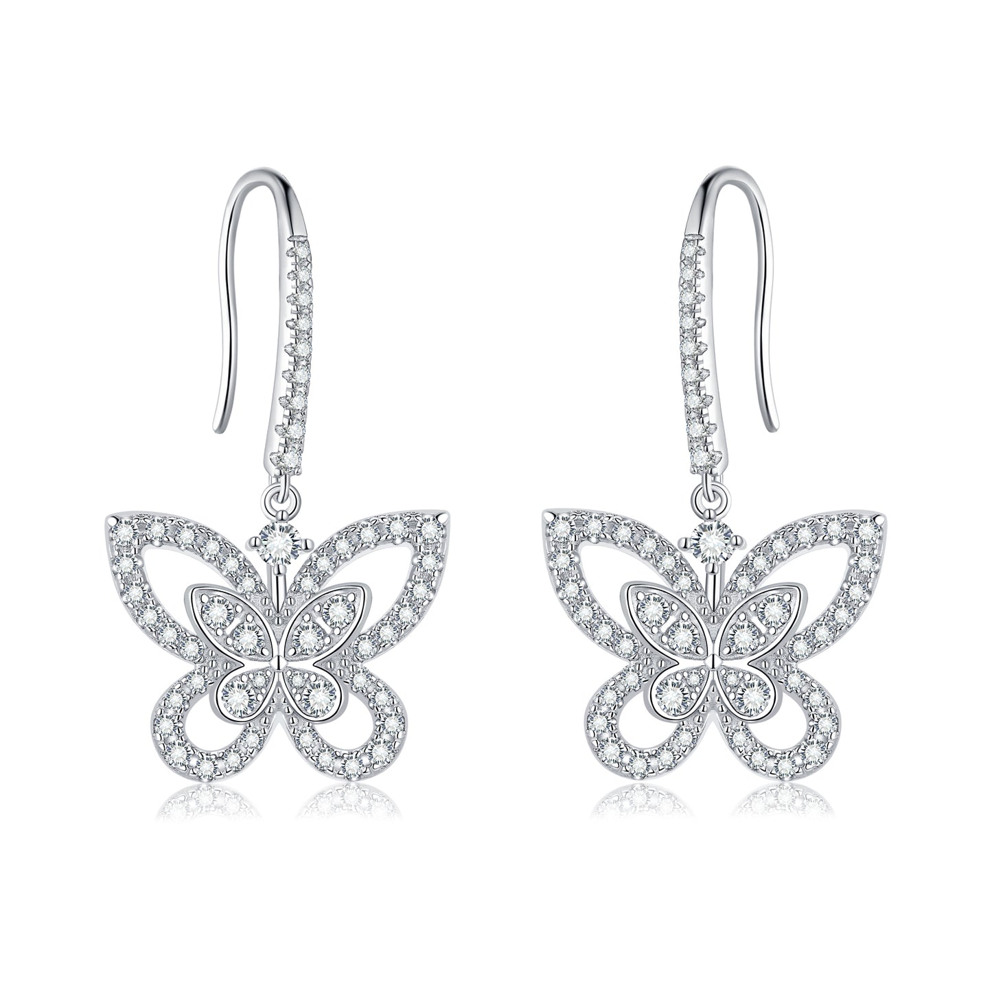 [TW] [#Link 74] Butterfly Shape S925 Sterling Silver Mossanite Earrings