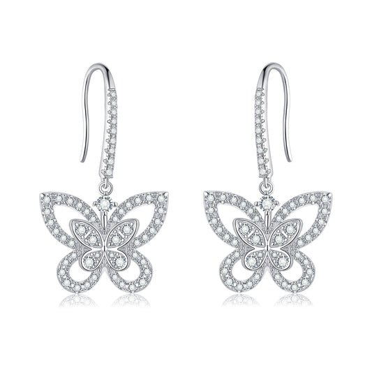 [TW] [#Link 74] Butterfly Shape S925 Sterling Silver Mossanite Earrings