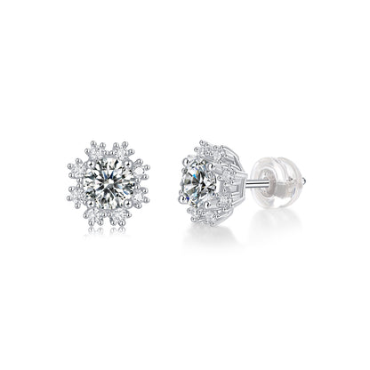 [TW] [#Link 60] Snowflake Shape 0.5 Carat S925 Sterling Silver Moissanite Earring