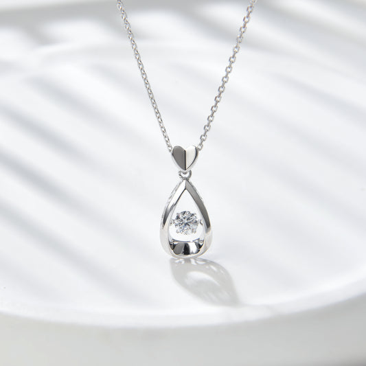 [TW] [#Link 72] Heart Drop Shape 0.3 Carat S925 Sterling Silver Mossanite Necklace