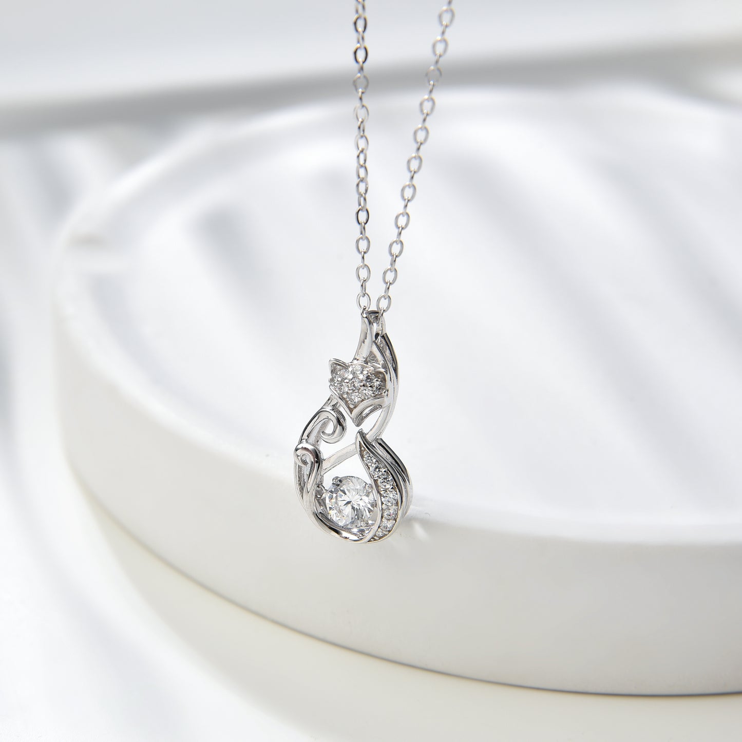 [TW] [#Link 52] Fox Shape 0.4 Carat S925 Sterling Silver Mossanite Necklace