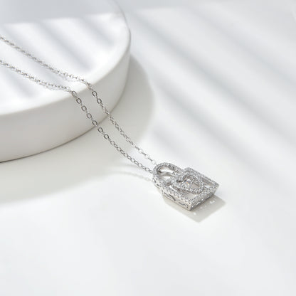 [TW] [#Link 57] Love Lock Shape 0.4 Carat S925 Sterling Silver Mossanite Necklace