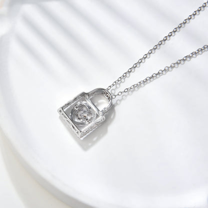 [TW] [#Link 57] Love Lock Shape 0.4 Carat S925 Sterling Silver Mossanite Necklace