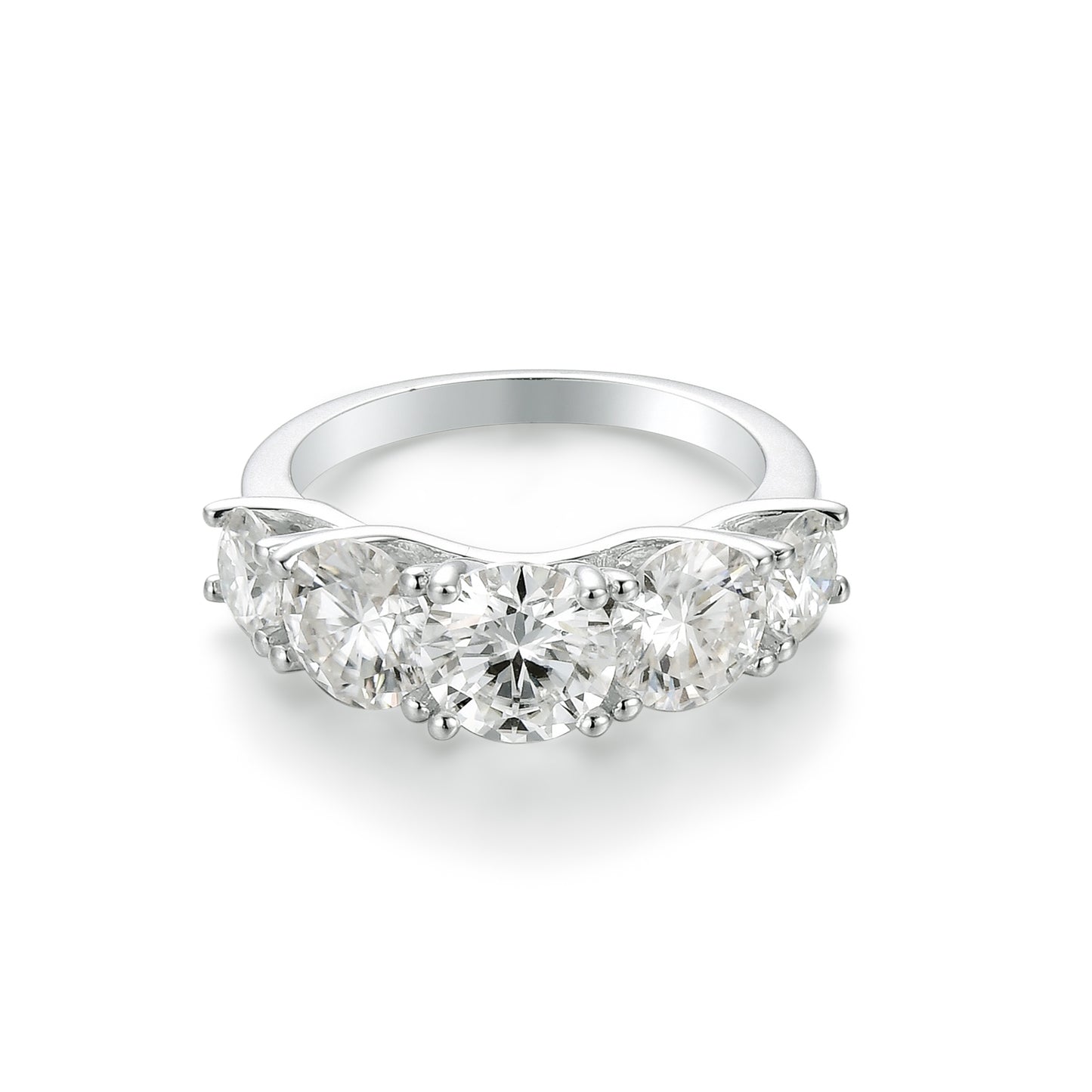 [TW] [#Link 03] 4.2 Carat 5 Stones S925 Sterling Silver Moissanite Ring