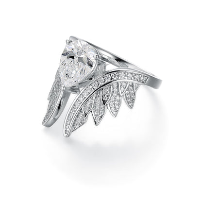 [TW] [#Link 08] 3 Carats Angel Wings Ring S925 Sterling Silver Moissanite Ring