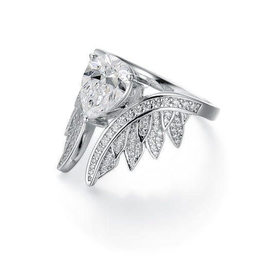 [TW] [#Link 08] 3 Carats Angel Wings Ring S925 Sterling Silver Moissanite Ring