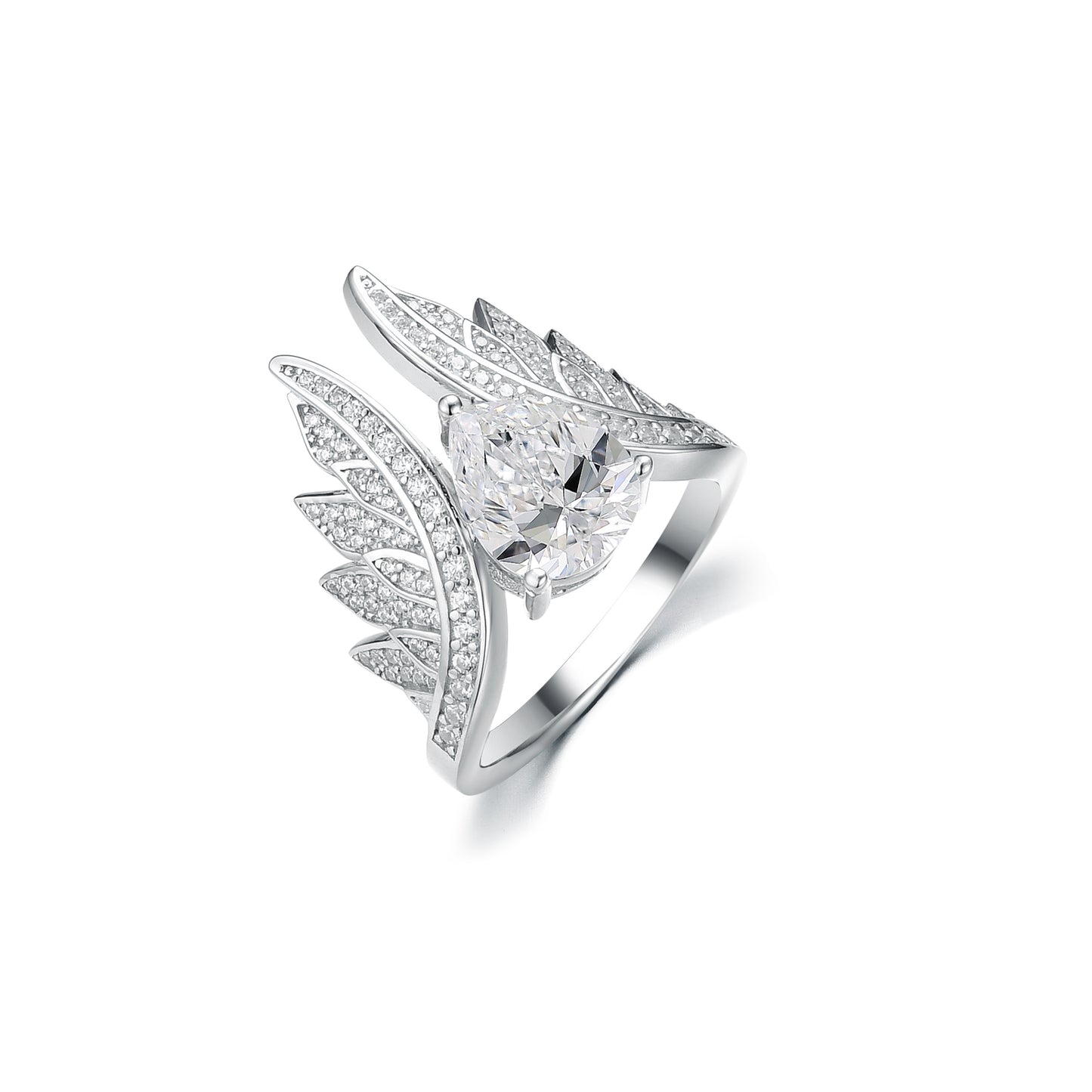 [TW] [#Link 08] 3 Carats Angel Wings Ring S925 Sterling Silver Moissanite Ring