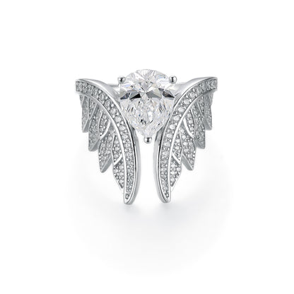 [TW] [#Link 08] 3 Carats Angel Wings Ring S925 Sterling Silver Moissanite Ring