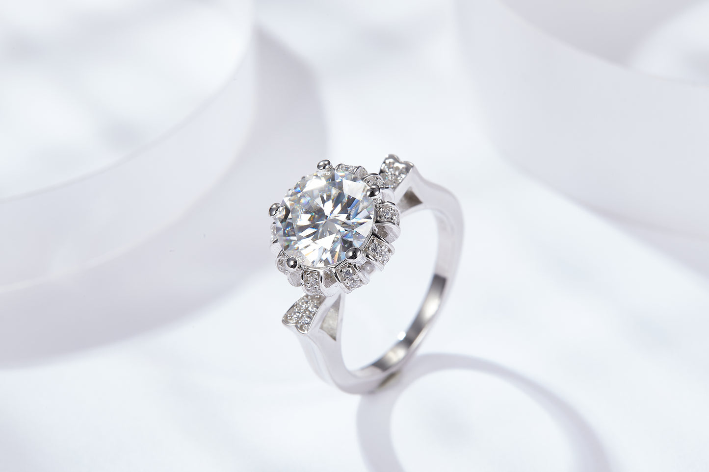 [TW] [#Link 10] 2&3 Carats Crown Shape Ring S925 Sterling Silver Moissanite Ring