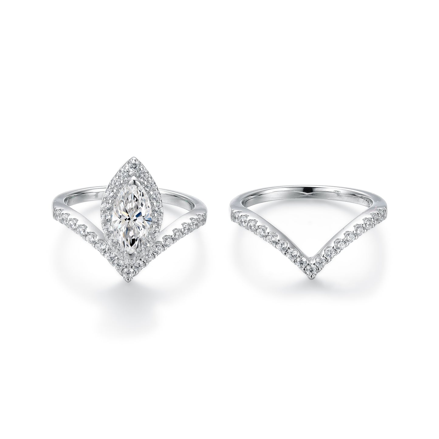 [TW] [#Link 19] 1 Carats Marquise Ring Combo S925 Sterling Silver Moissanite Ring