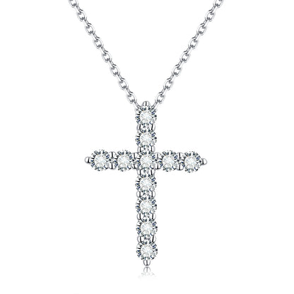 [TW] [#Link 75] Cross Shape S925 Sterling Silver Mossanite Necklace